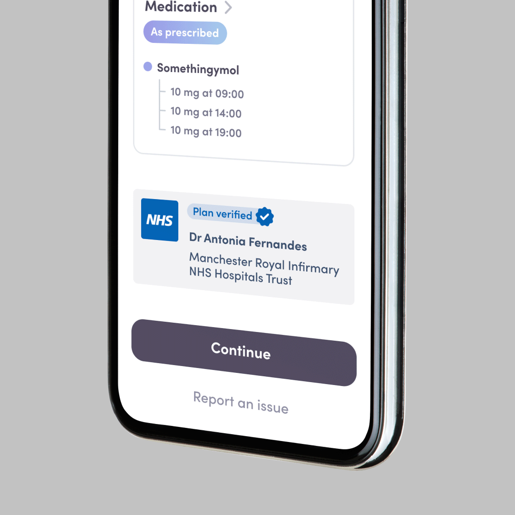 mobile phone showing segment of an app screen