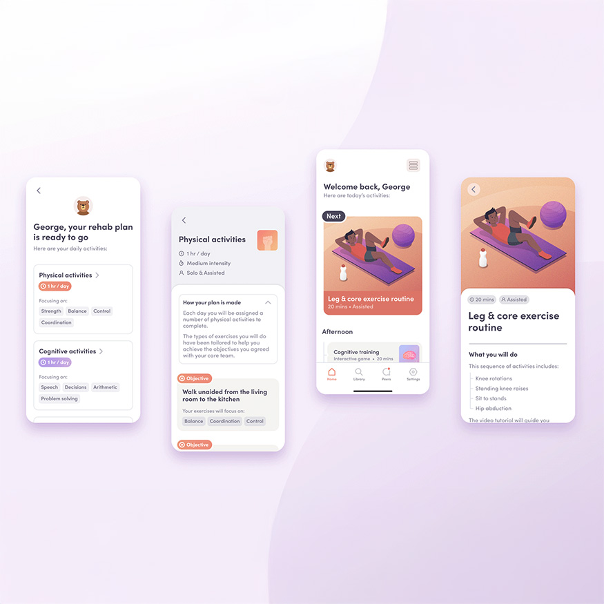 Four health app screens mb