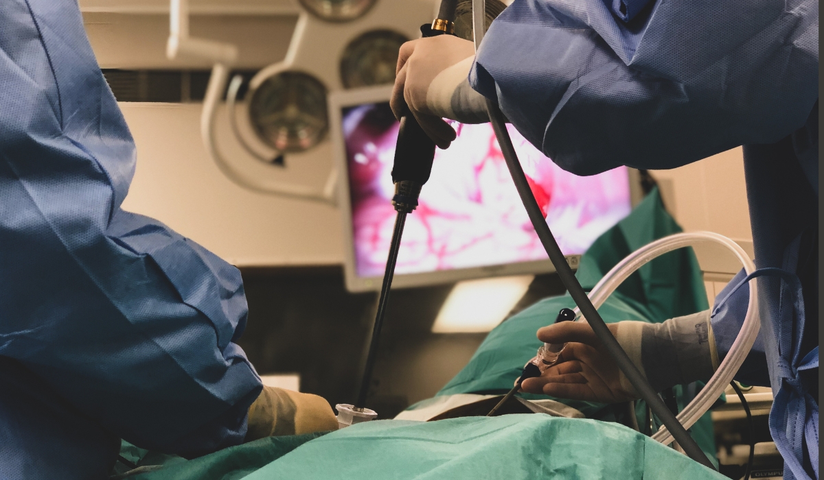 Surgeon using robotic tools for surgery