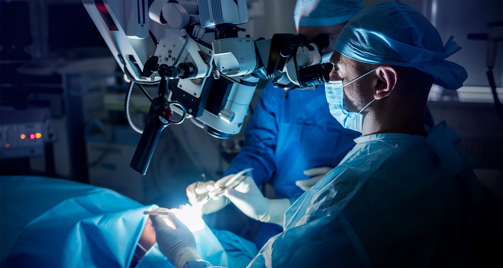 Surgeon performing neurosurgery