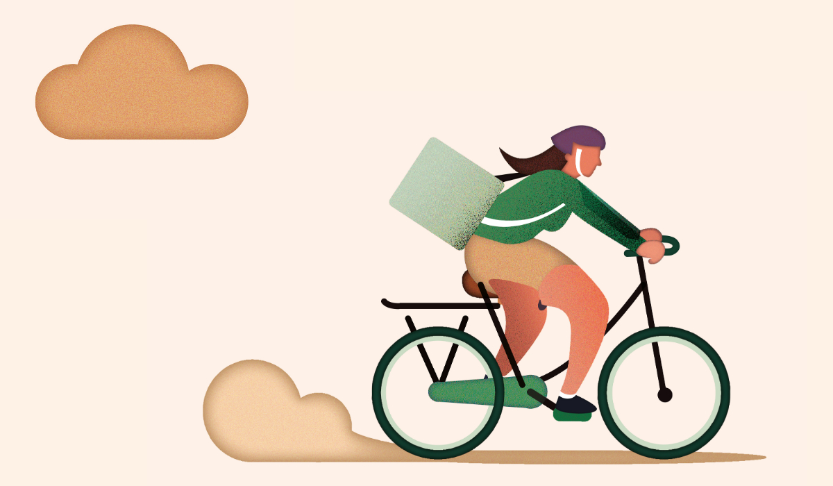 illustration of woman on bike image